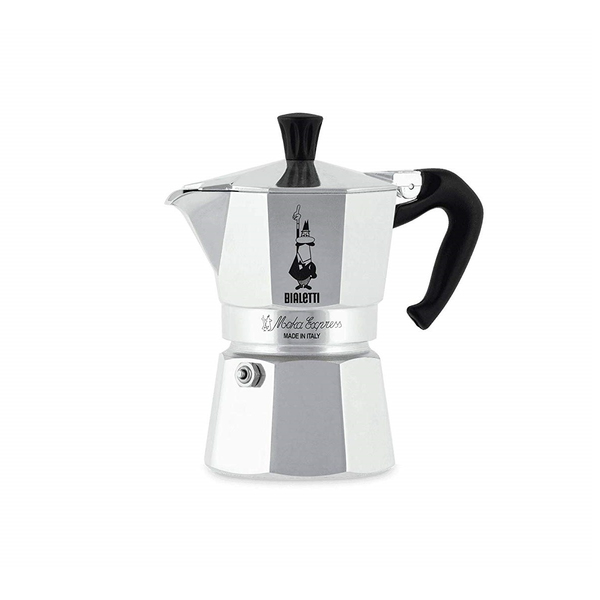 Bialetti Moka Express Moka Pot, 1 Cup, Aluminium, Black