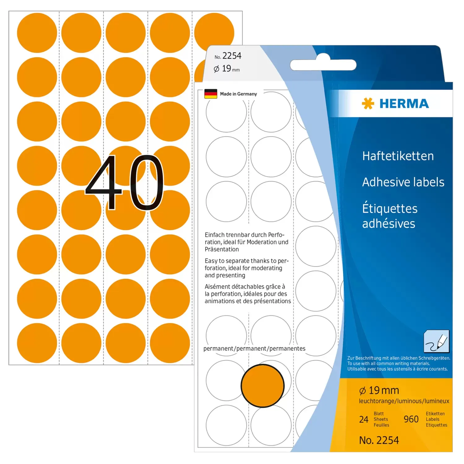 Herma label manual &oslash;19 neon orange (960)