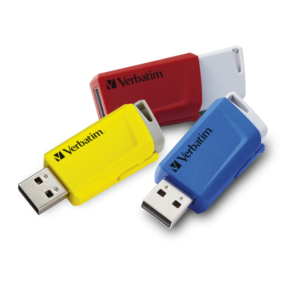 Verbatim 16 Gt Store 'n' Click USB 3.2 Gen 1x1 -muistitikku, Sininen/Punainen/Keltainen (3kpl)