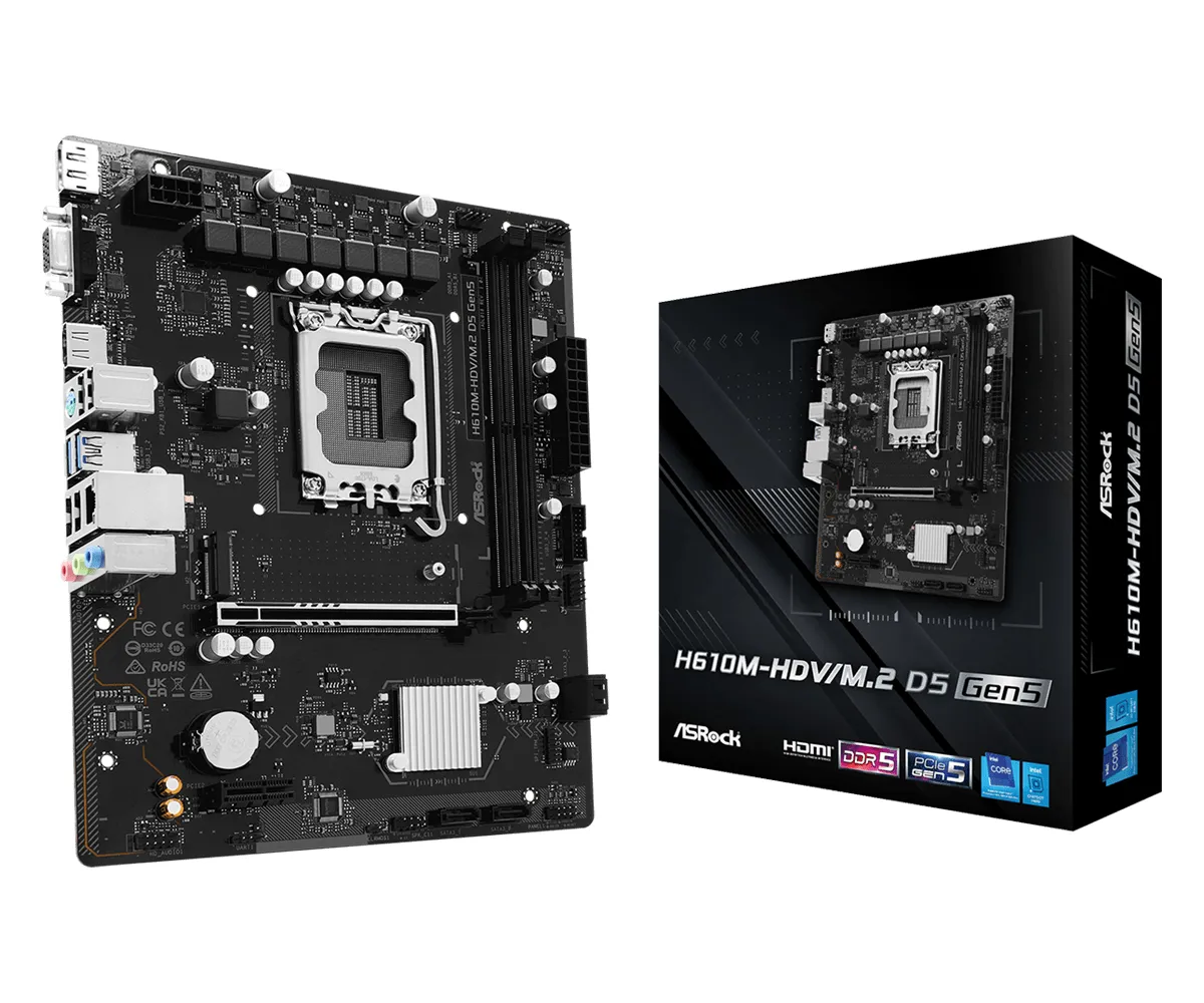 ASRock H610M-HDV/M.2 D5 GEN5 LGA1700 mATX Motherboard