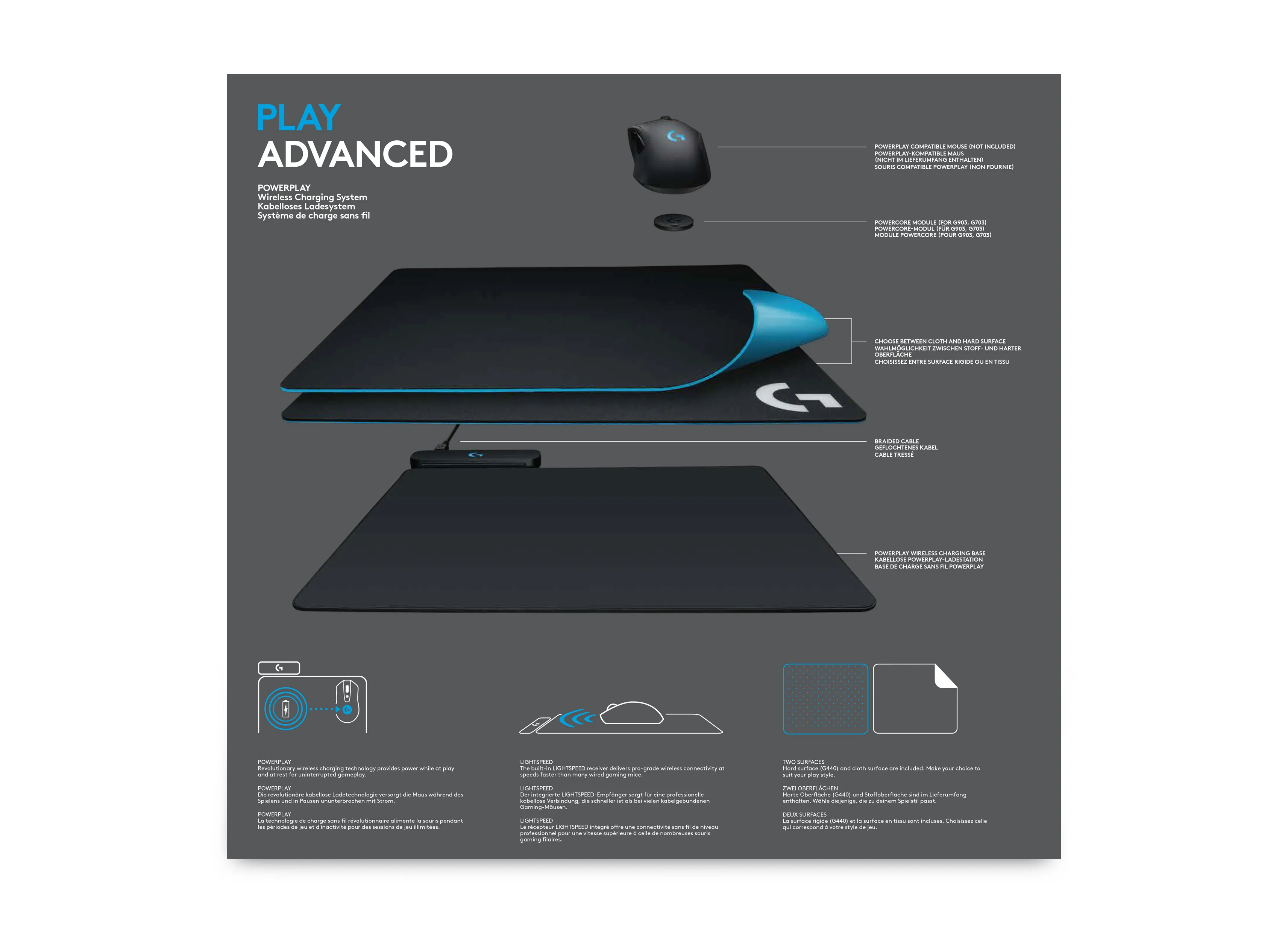Logitech Gaming PowerPlay Wireless Charging System 321x344 mm - gaming mousepad