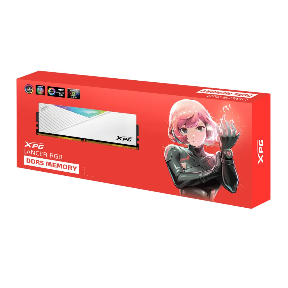 ADATA DDR5 32GB - 5200 - CL - 38 - Dual-Kit - DIMM - AX5U5200C3816G-DCLAWH - XPG LANCER - white