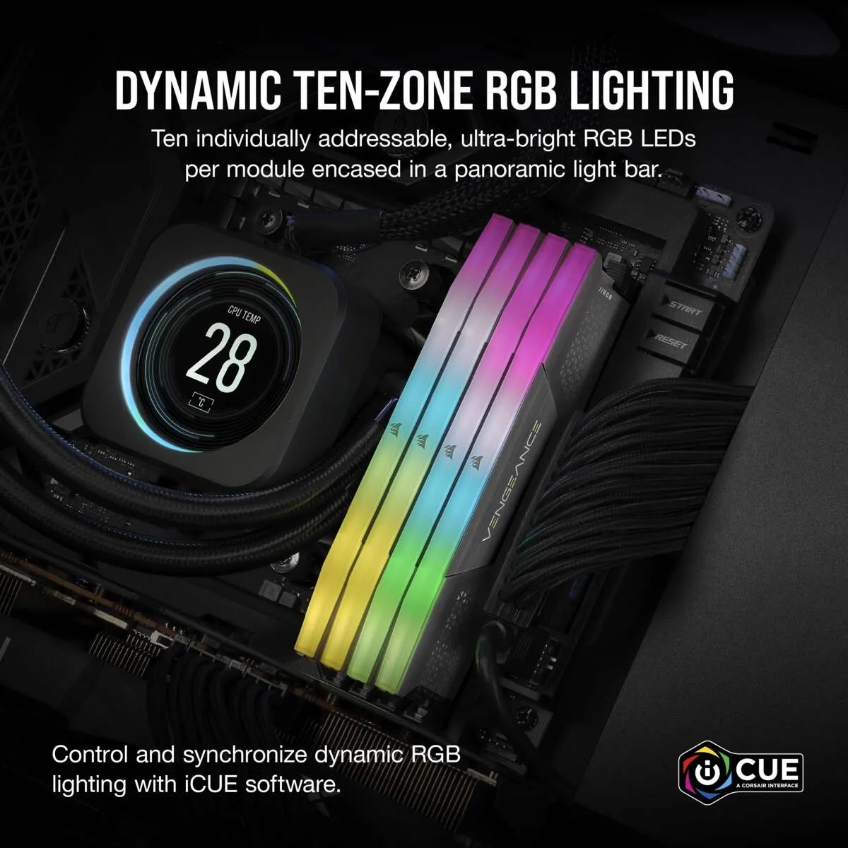 Corsair Vengeance RGB AMD EXPO 64GB (4 x 16GB) DDR5 5600 MHz, CL36 - memory, Black
