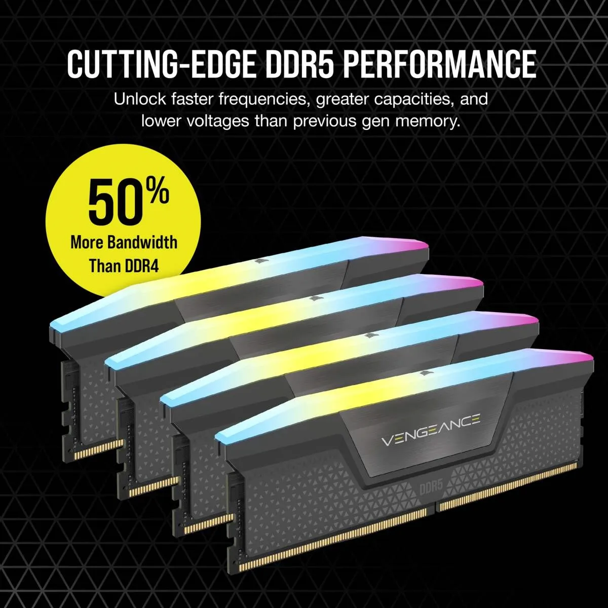 Corsair Vengeance RGB AMD EXPO 64GB (4 x 16GB) DDR5 5600 MHz, CL36 - memory, Black