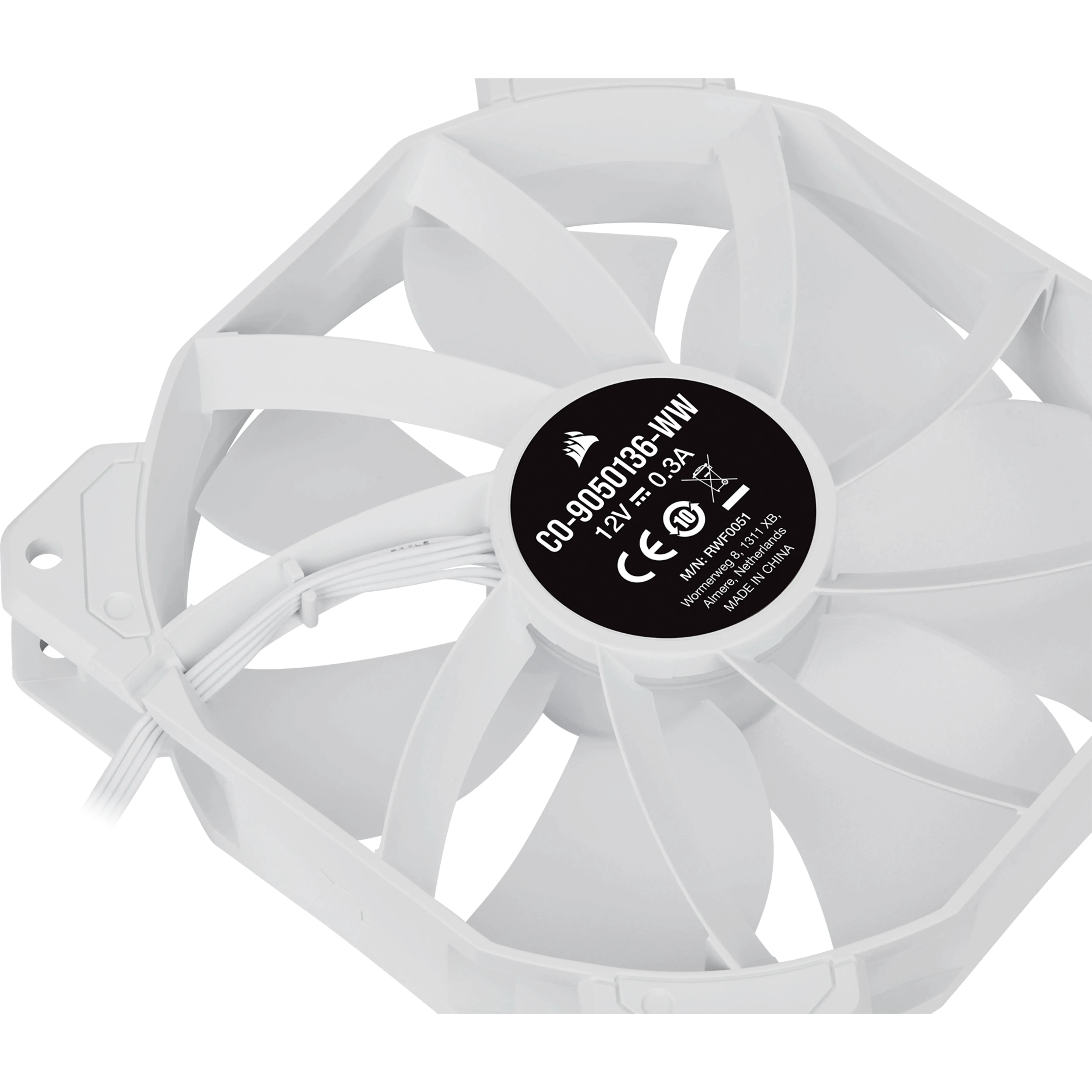 Corsair White SP120 RGB Elite RGB Led Fan 120mm, w/ AirGuide + Lightning Node CORE, 3-Pack