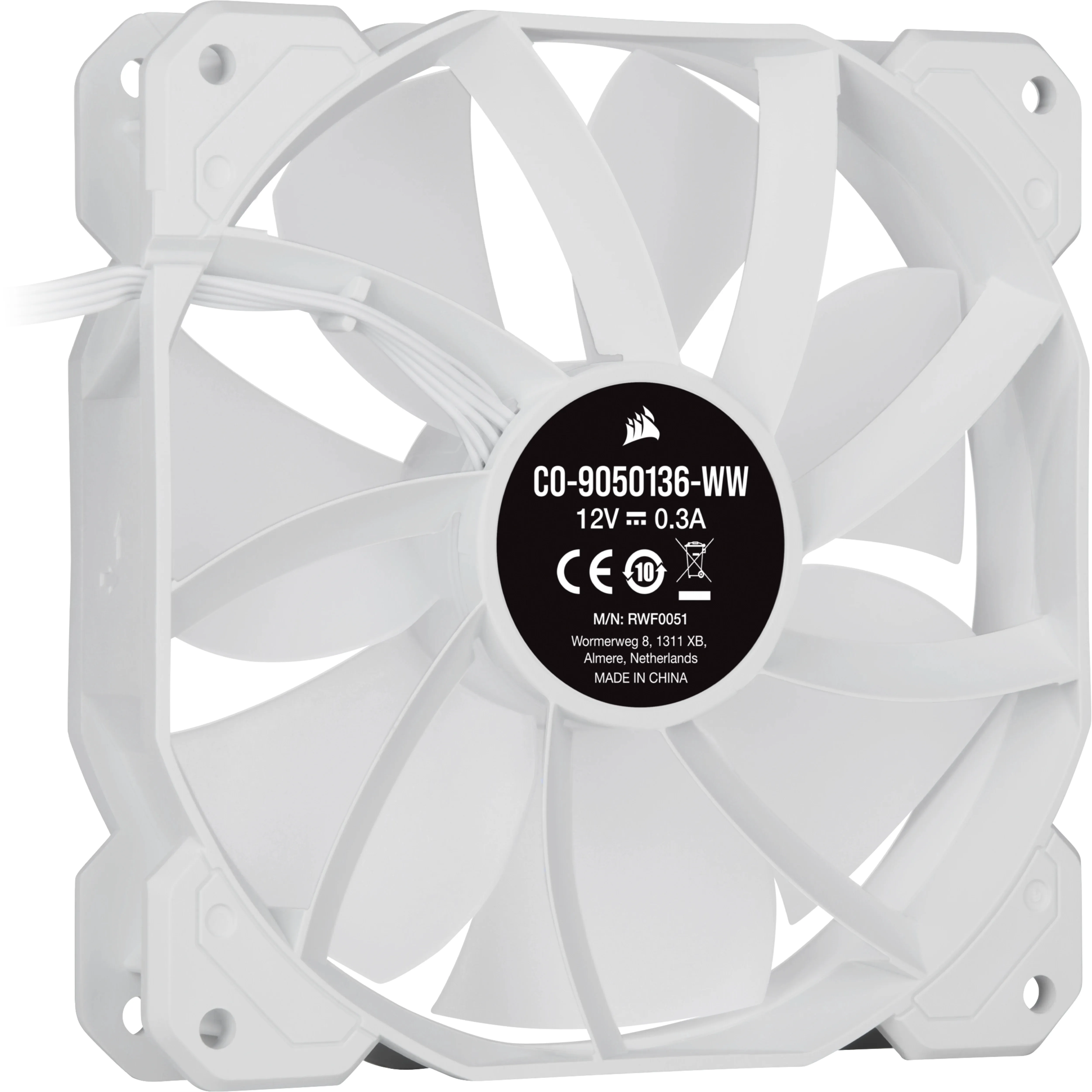 Corsair White SP120 RGB Elite RGB Led Fan 120mm, w/ AirGuide + Lightning Node CORE, 3-Pack