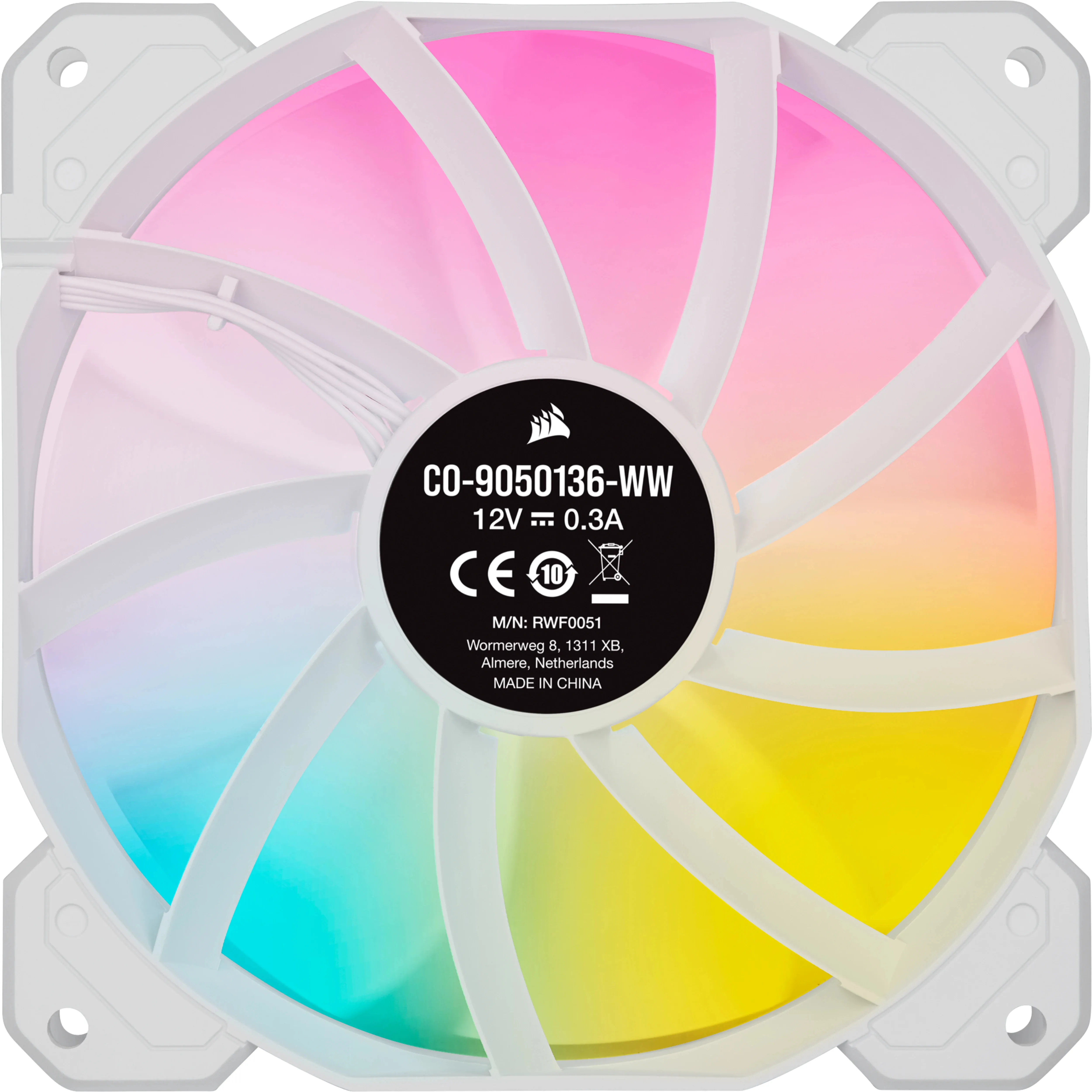 Corsair White SP120 RGB Elite RGB Led Fan 120mm, w/ AirGuide + Lightning Node CORE, 3-Pack