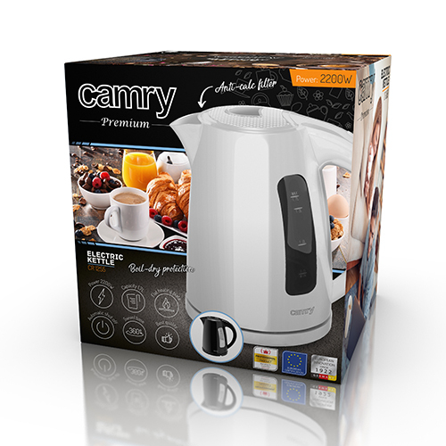 ADLER Camry CR 1255w kettle, 1.7L, 2000W, White