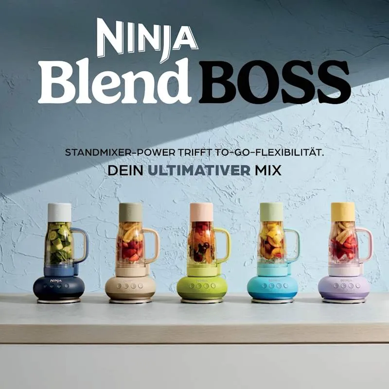 Ninja BlendBOSS DB351EUCY 1100 W 710 ml -kannettava tehosekoitin, sininen ja musta