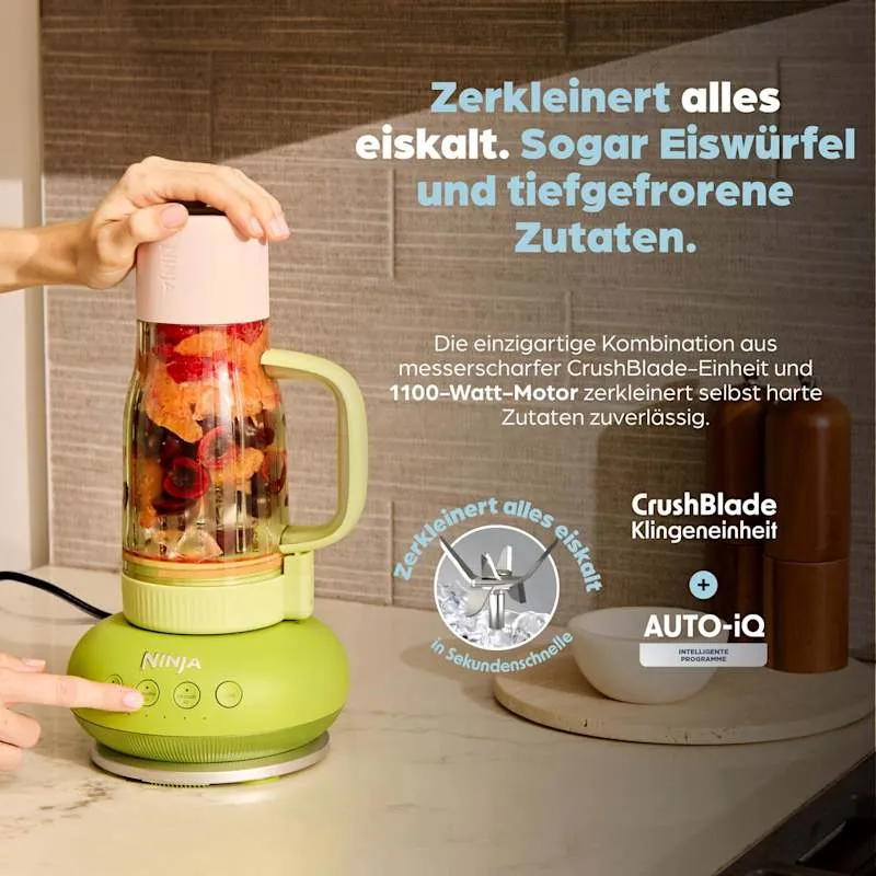 Ninja BlendBOSS DB351EUCY 1100 W 710 ml -kannettava tehosekoitin, sininen ja musta