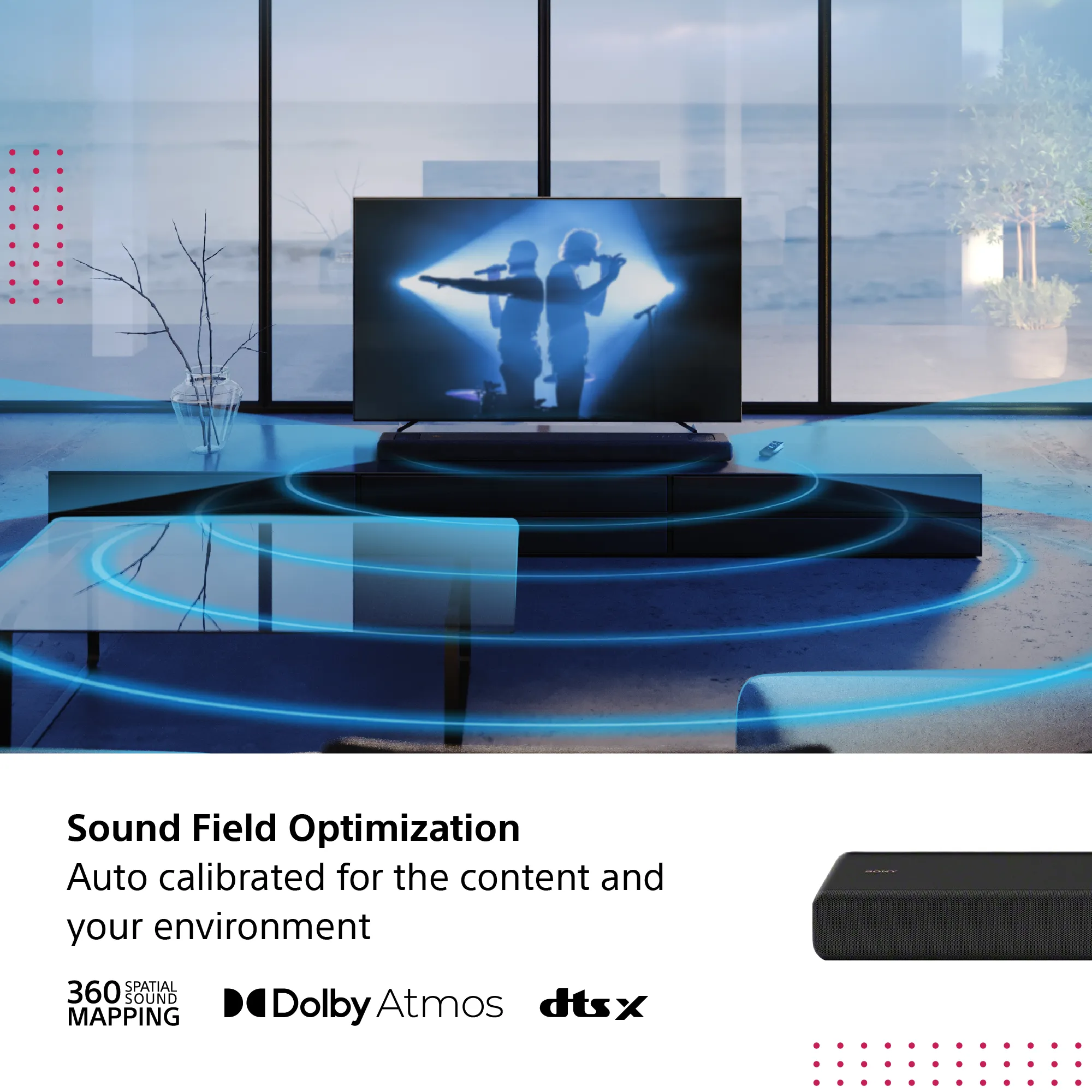 Sony HTA3000 360 Spatial Sound Mapping Dolby Atmos DTS:X 3.1-channel Soundbar