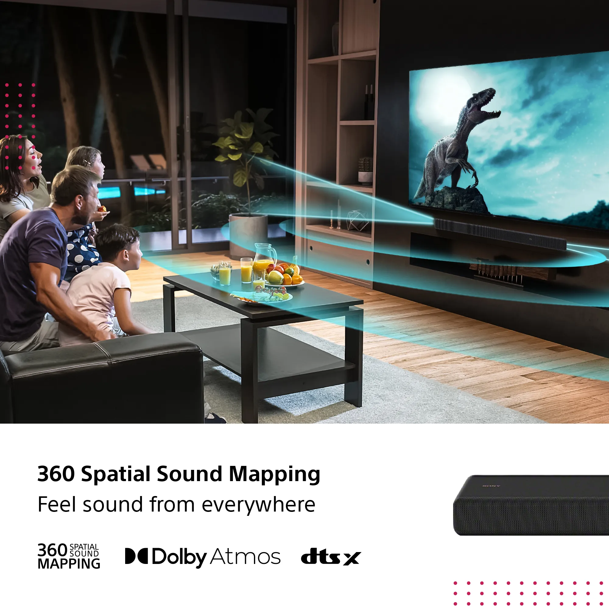 Sony HTA3000 360 Spatial Sound Mapping Dolby Atmos DTS:X 3.1-kanavainen Soundbar