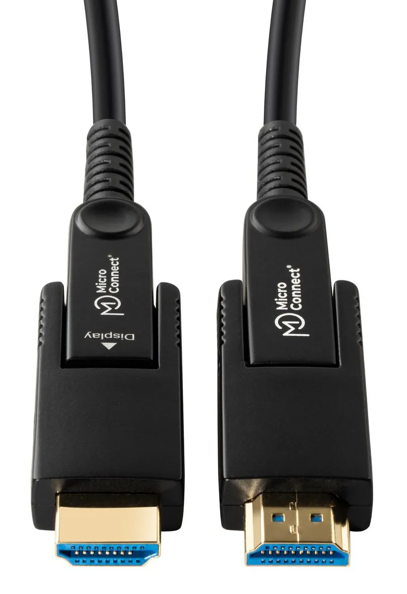 MicroConnect Premium Optic Fiber Active Flat HDMI 2.0 Type D &ndash; Type D -kaapeli, jossa Ethernet, 4K, 10 m, musta