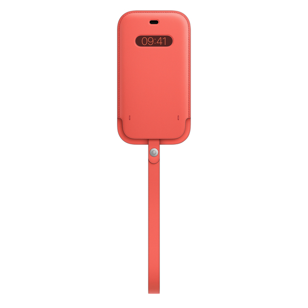 Apple iPhone 12 / 12 Pro, MagSafe -nahkatasku, Sitruspinkki