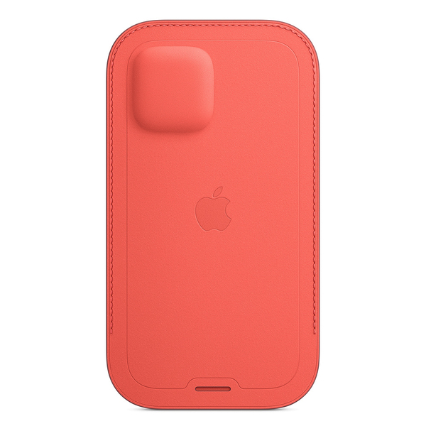 Apple iPhone 12 / 12 Pro, MagSafe -nahkatasku, Sitruspinkki