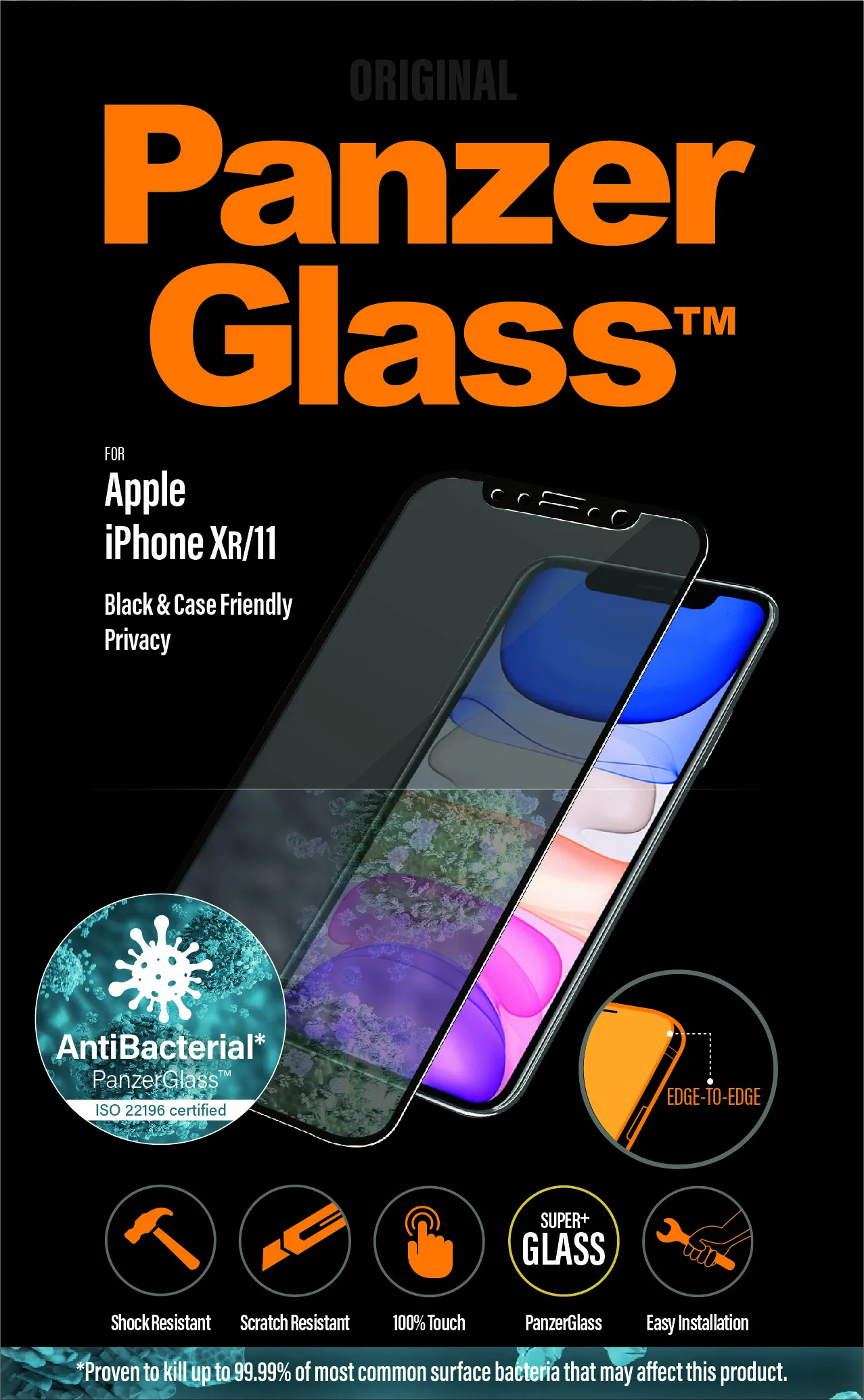 PanzerGlass Case Friendly, Privacy, iPhone XR - sk&auml;rmskydd