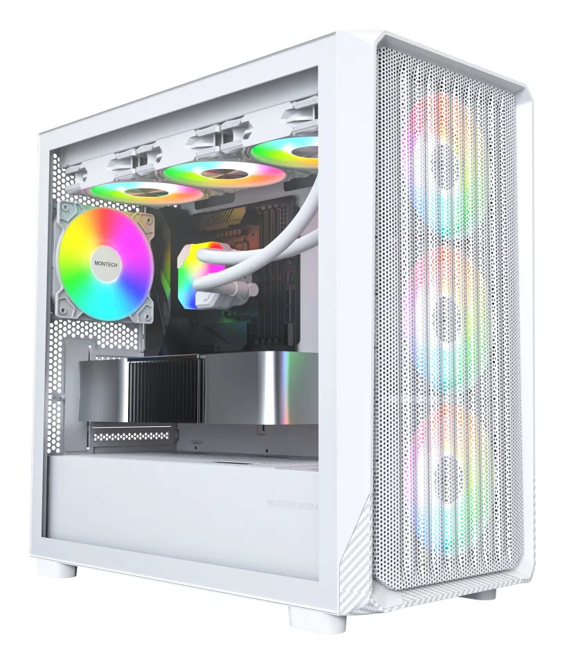 Montech X5M Micro-ATX Case, with RGB lighting, Black / White