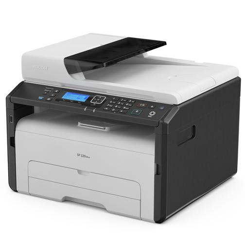 RICOH SP 220SNw Laser b/w 23 pages 150 sheet paper cartridge and 1 sheet bypass