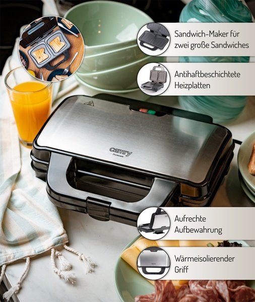 Camry CR 3054 Sandwich Maker XL 1300 W Black/Silver