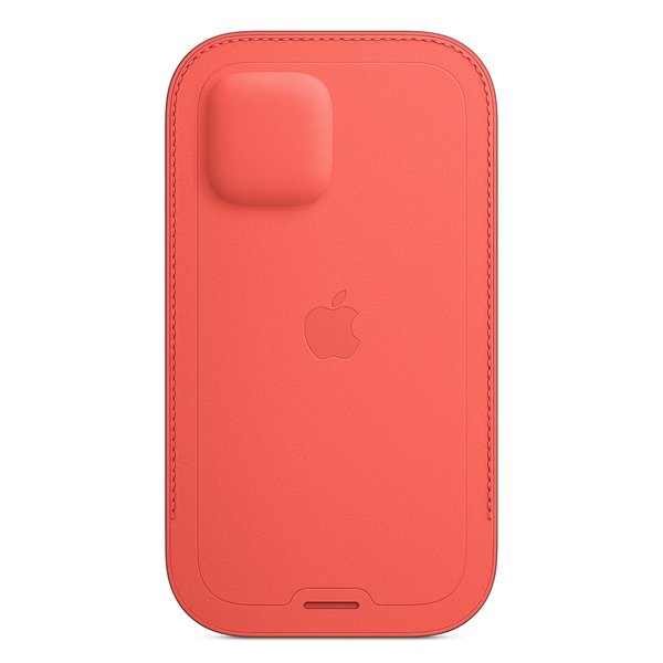 Apple iPhone 12 / 12 Pro, MagSafe -nahkatasku, Sitruspinkki