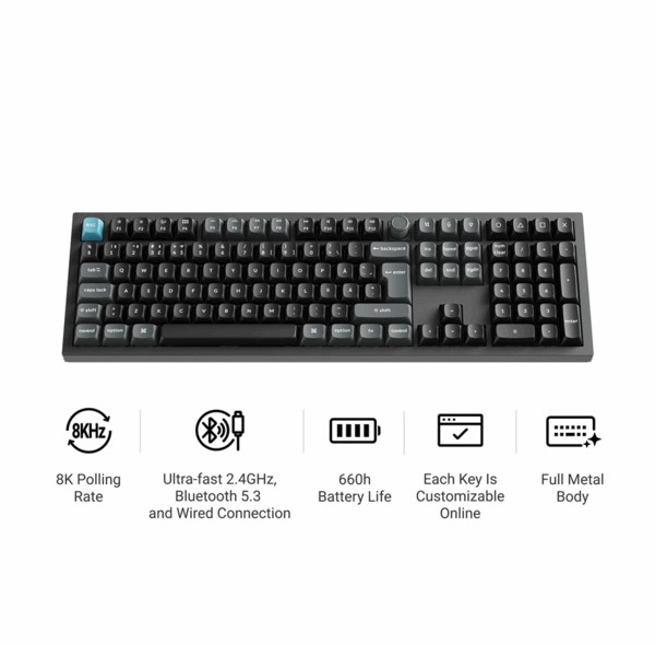 Keychron Q6 Ultra 8K Wireless Mechanical Gaming Keyboard, Keychron Silk POM Red, Black