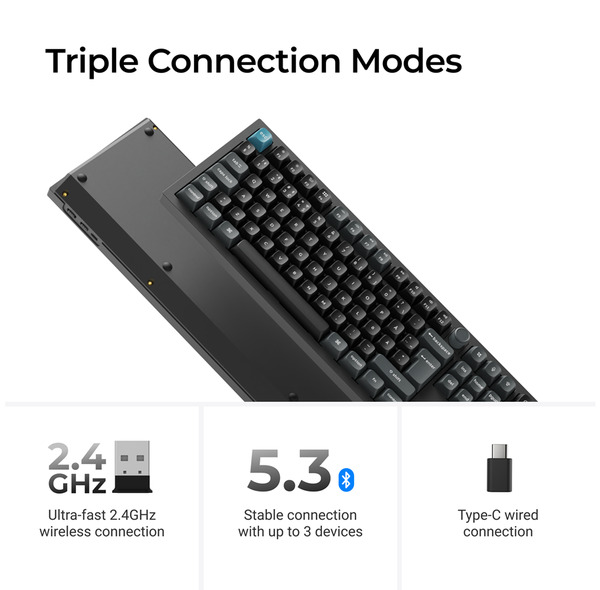 Keychron Q6 Ultra 8K Wireless Mechanical Gaming Keyboard, Keychron Silk POM Red, Black