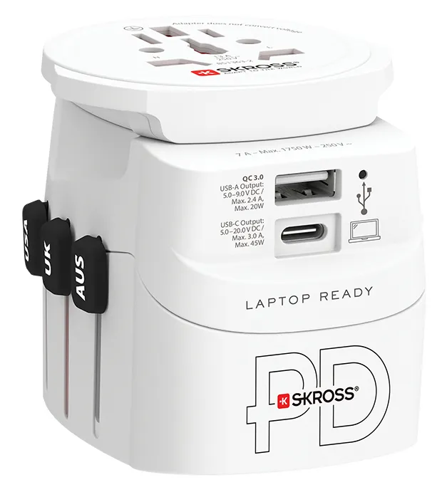SKROSS PRO Light USB AC45PD World - Travel adapter, White