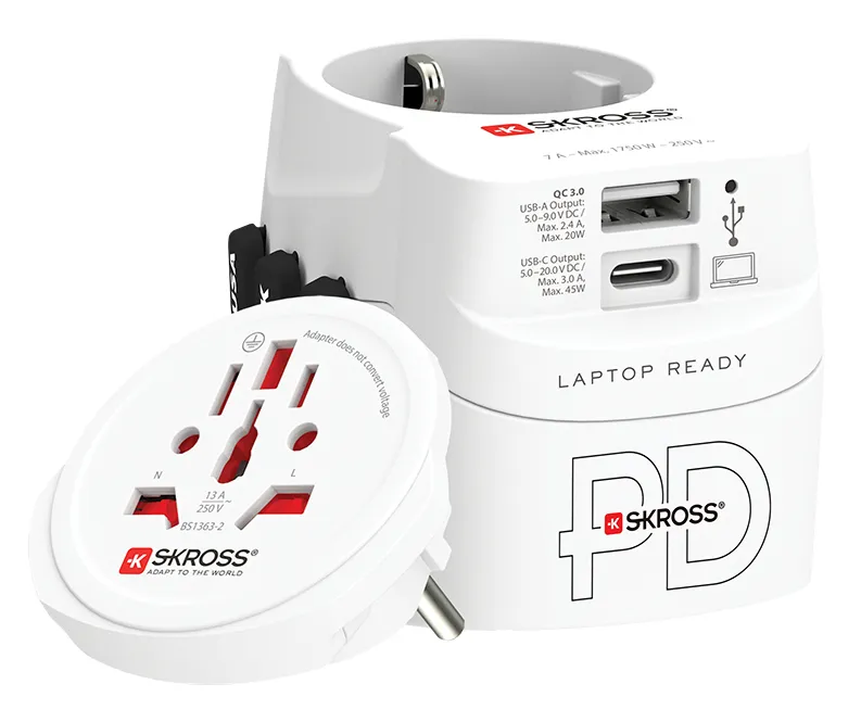 SKROSS PRO Light USB AC45PD World - Travel adapter, White