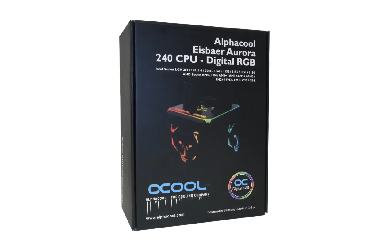 Alphacool Eisbaer Aurora 240mm ARGB Liquid Cooler, Black
