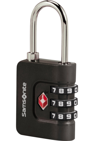 Samsonite TA Revolution Combilock 3 Dial -TSA-vaijerilukko, musta