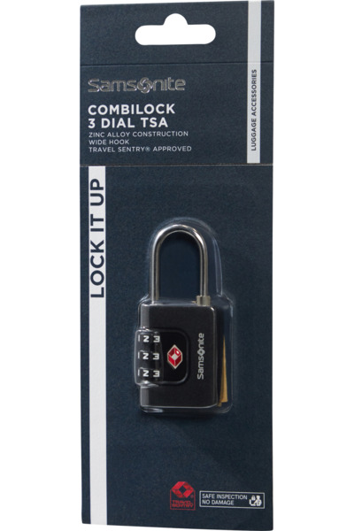 Samsonite TA Revolution Combilock 3 Dial -TSA-vaijerilukko, musta