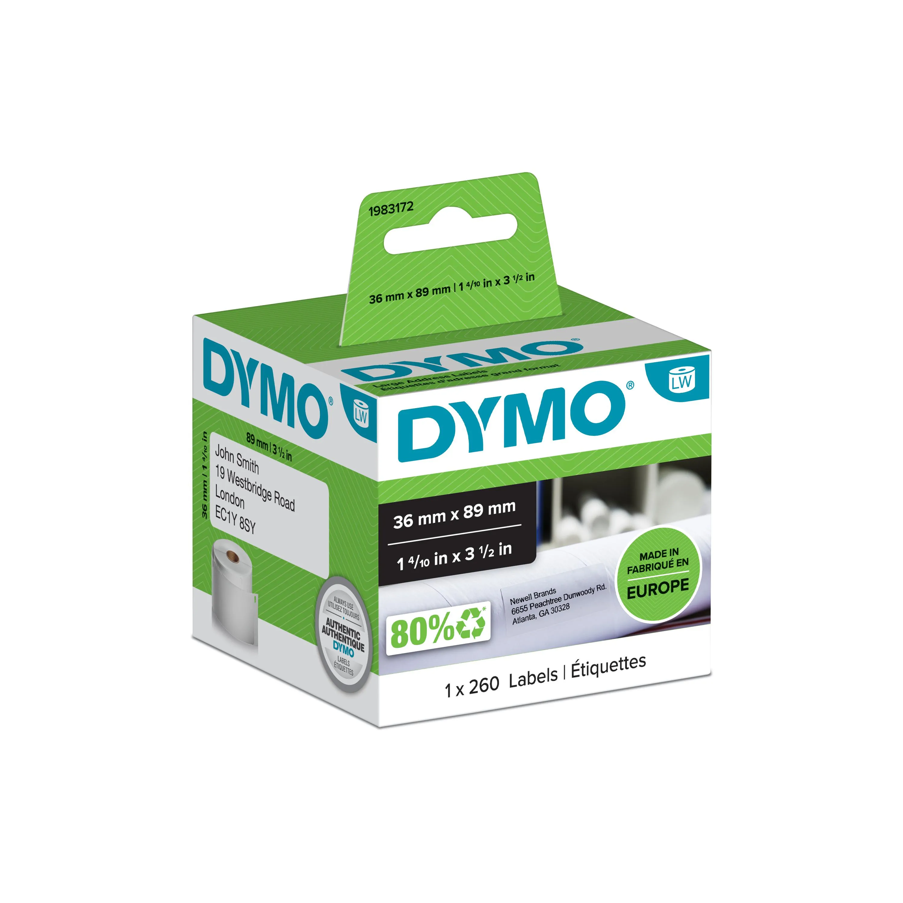 DYMO LW Large address etikettejä-Low-Entry Volume, 89x36mm, 1x260 kpl