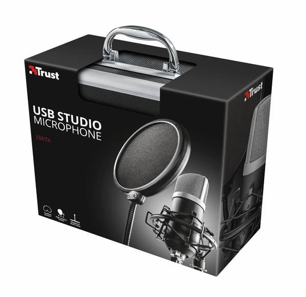 Trust GXT 252 Emita, USB, Condenser Microphone, Black