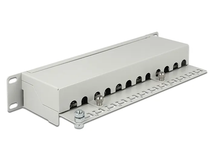 DeLOCK - 43308 kytkentätaulu 10" kaapeille 12xCat6a porteilla, krone-päätteillä, 1U, harmaa