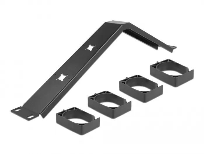 Delock 19? Cable Management Routing Panel with 4 hooks angled 1U black