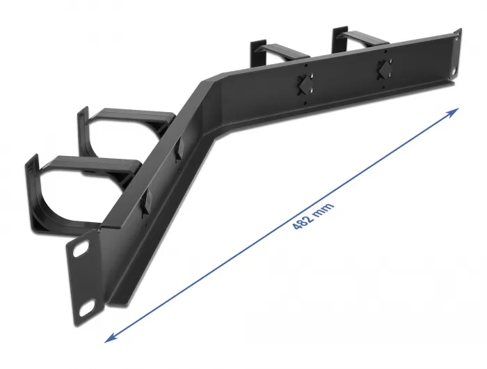 Delock 19? Cable Management Routing Panel with 4 hooks angled 1U black