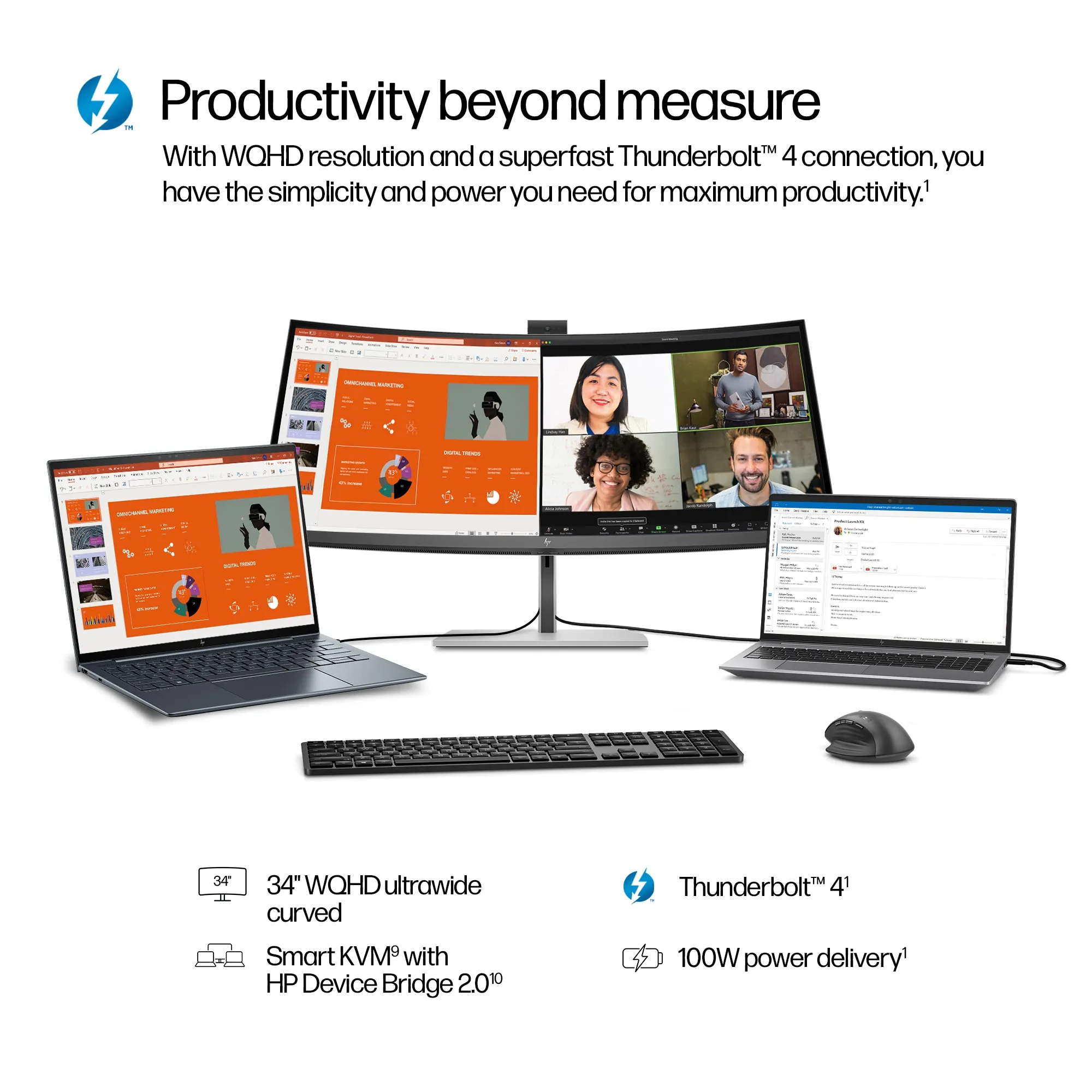 HP Series 7 Pro 734pm 34" UWQHD, IPS Black, USB-C hub, webkamera -kaareva n&auml;ytt&ouml;