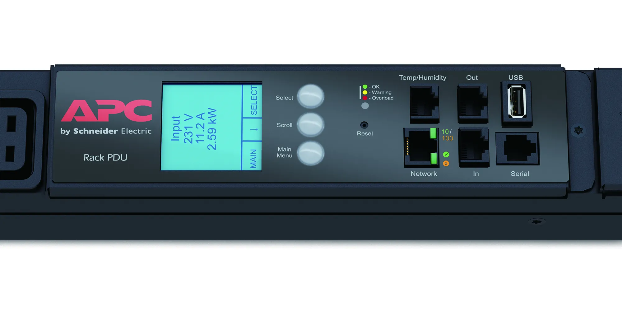 APC Metered Rack PDU - Virranjakeluyksikk&ouml; (telineasennettava) - Vaihtovirta 400 V - 3-vaiheinen - Ethernet, RS-232, USB - tulo: IEC 60309 32A - l&auml;ht&ouml;liittimet: