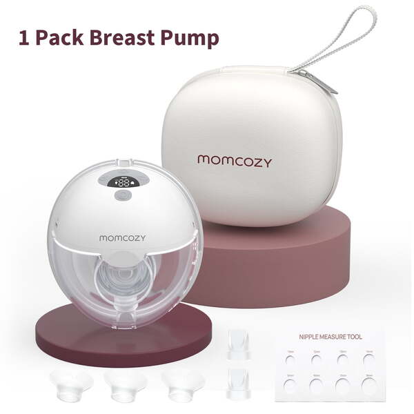 MOMCOZY M5 B&auml;rbar br&ouml;stpump, gr&aring;, 160 ml