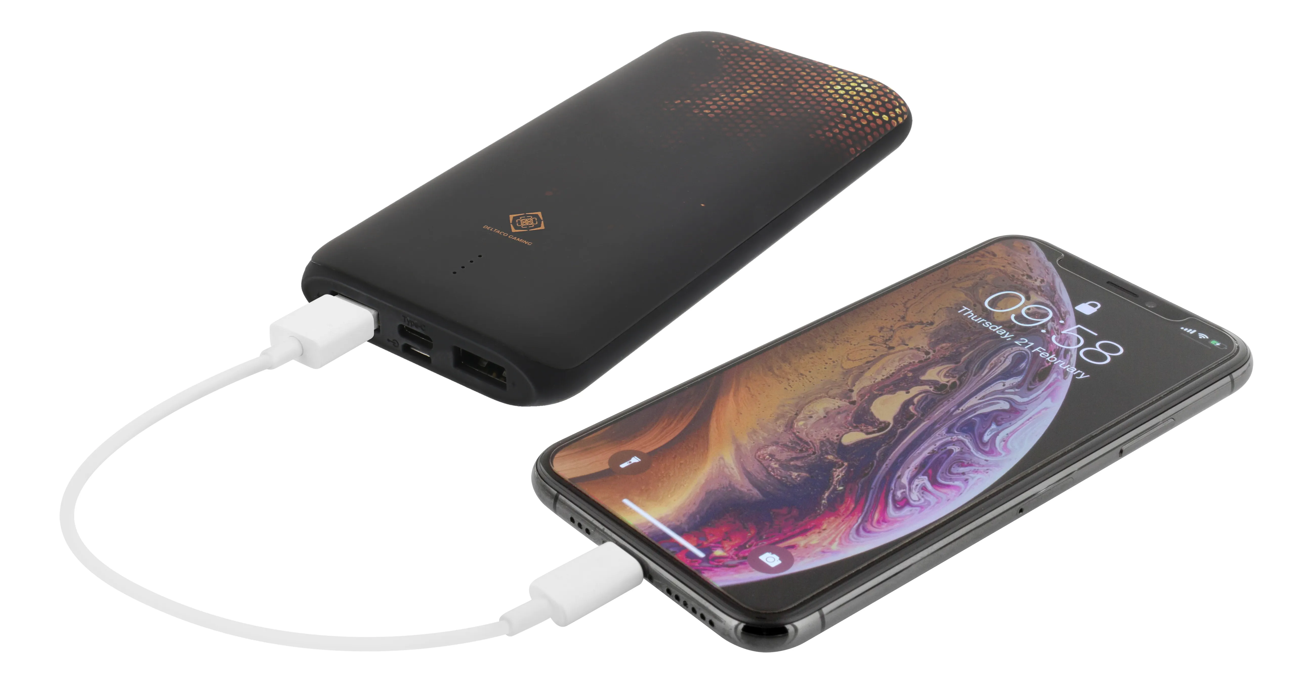 DELTACO GAMING 10,000 mAh Power Bank, 37Wh, Li-Po, Aluminum, USB-C 18W