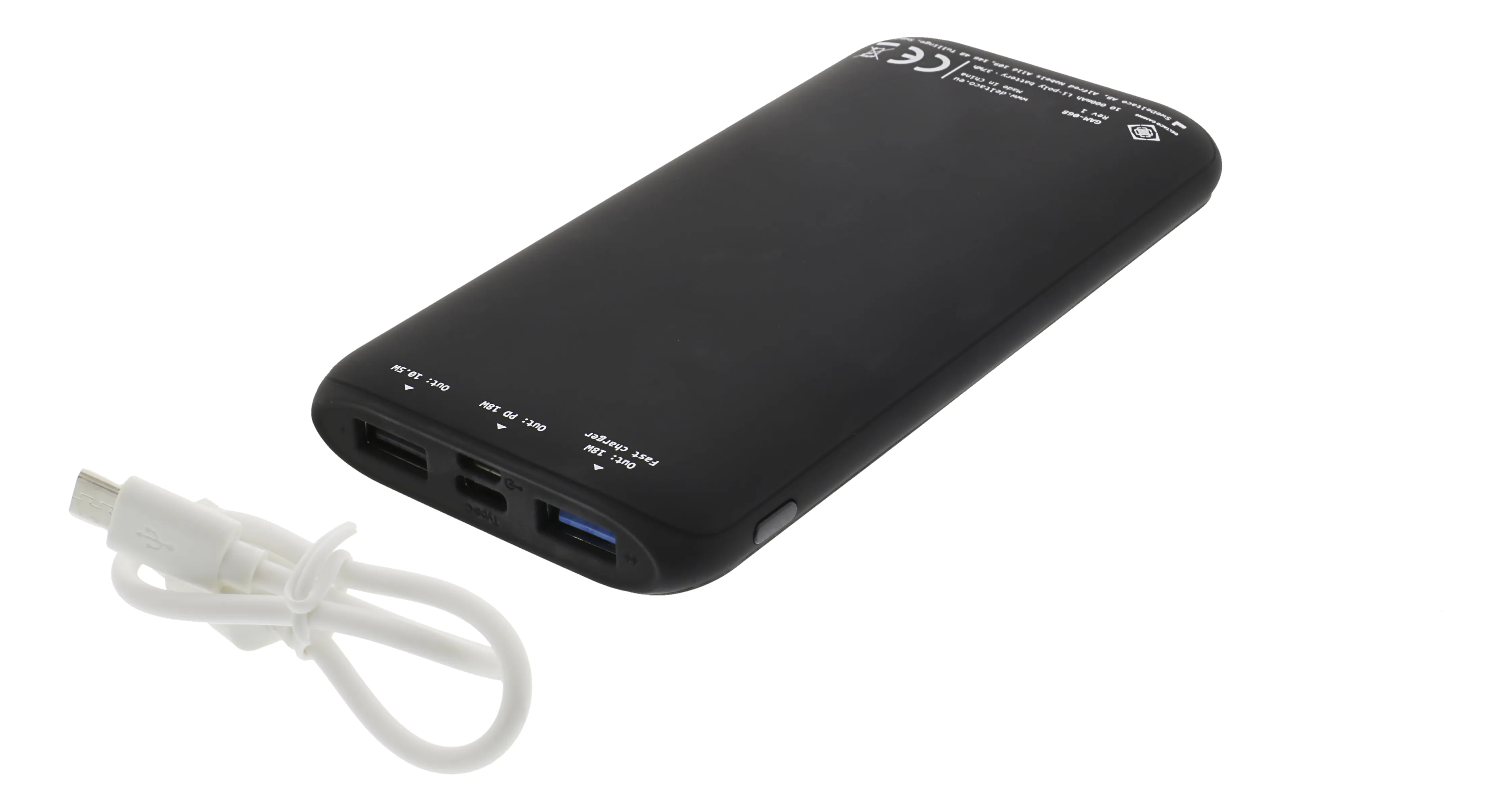 DELTACO GAMING 10,000 mAh Power Bank, 37Wh, Li-Po, Aluminum, USB-C 18W