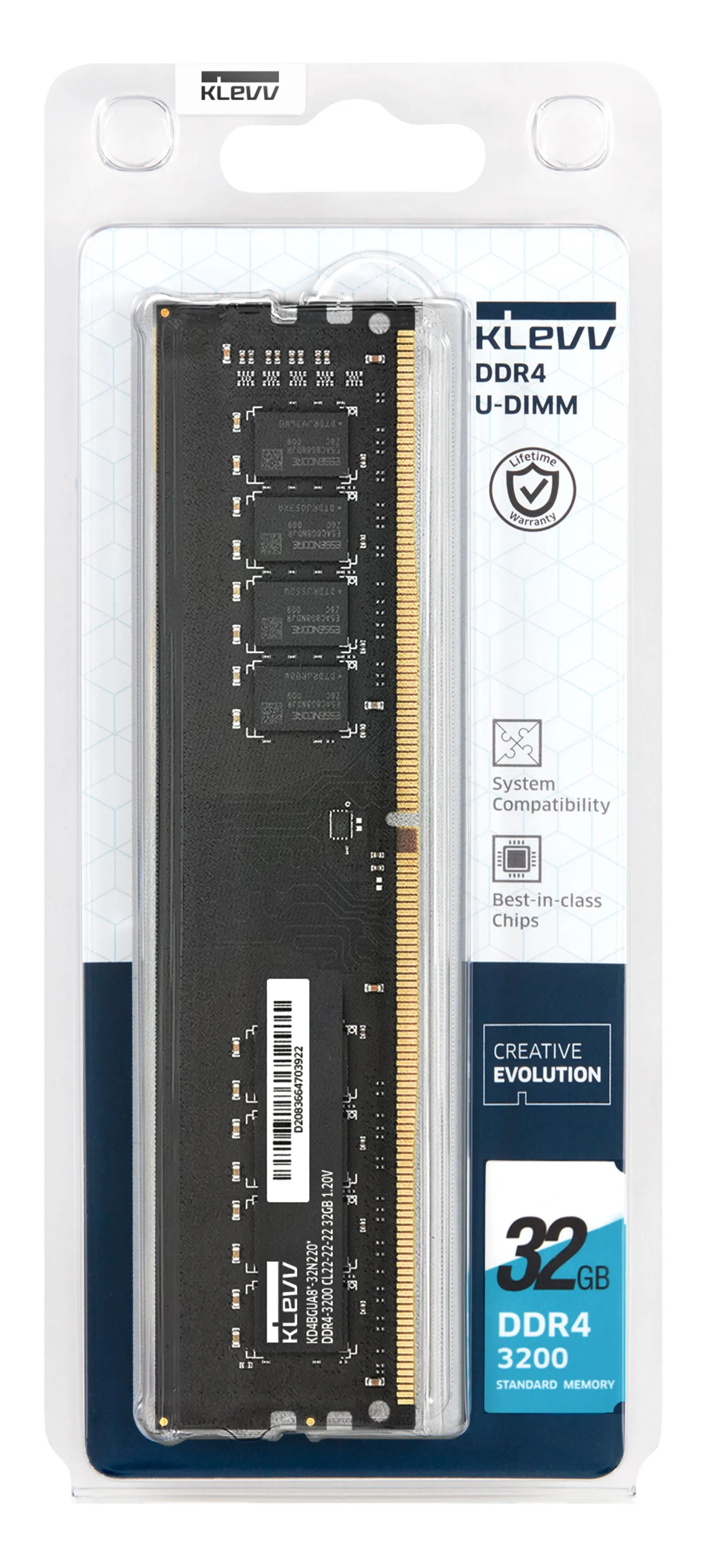 KLEVV 32 Gt (1 x 32 Gt) DDR4 3200 MHz, CL22 -muisti