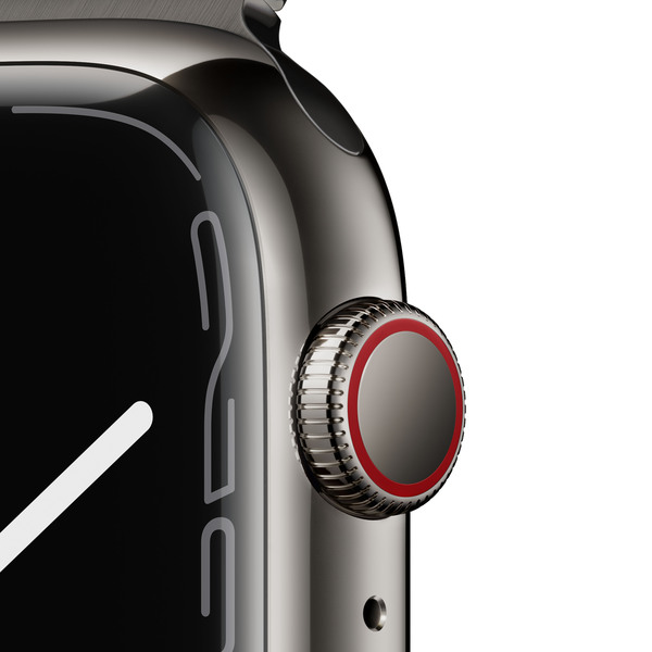 Apple Watch Series 7 GPS + Cellular, 45mm Graphite Stainless Steel Case with Graphite Milanese Loop