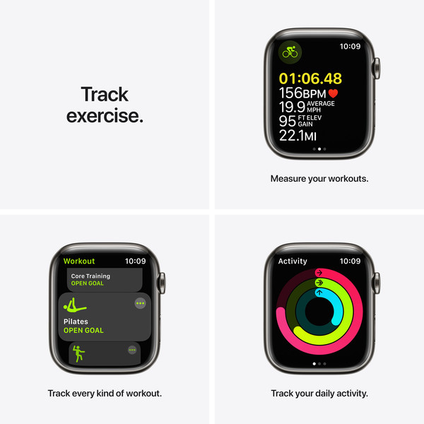 Apple Watch Series 7 GPS + Cellular, 45mm Graphite Stainless Steel Case with Graphite Milanese Loop