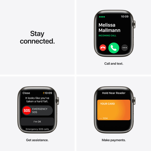 Apple Watch Series 7 GPS + Cellular, 45mm Graphite Stainless Steel Case with Graphite Milanese Loop