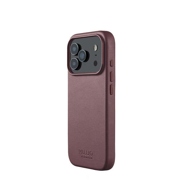 MUJJO Full Leather MagSafe Case for iPhone 17 Pro, Bronze Red