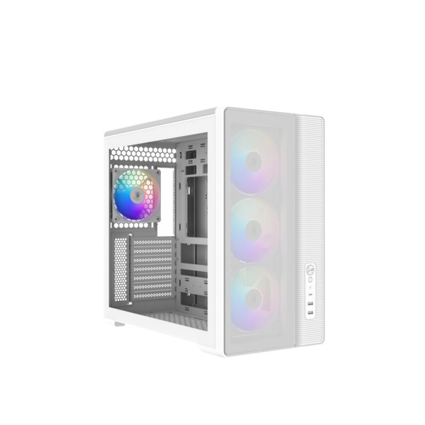 SAMA S50 midi-tower chassi med f&ouml;nster och RGB-belysning, vit