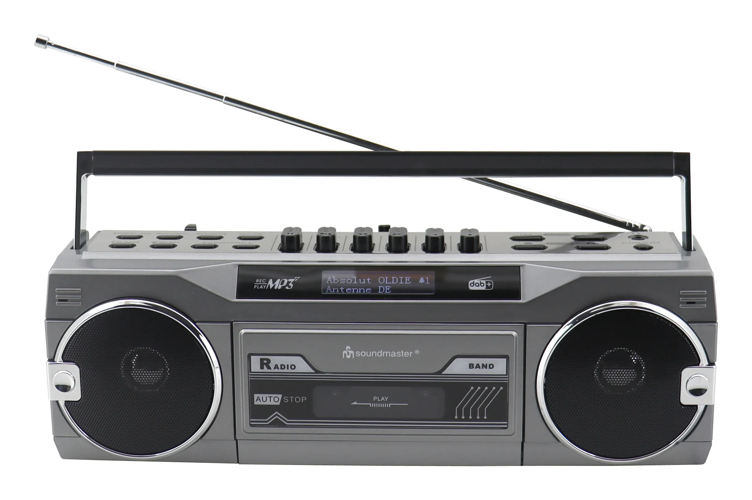 Soundmaster SRR80TI Retro Stereo Radio Cassette Recorder - DAB+, FM, Bluetooth, USB, SD, MP3 - Silver