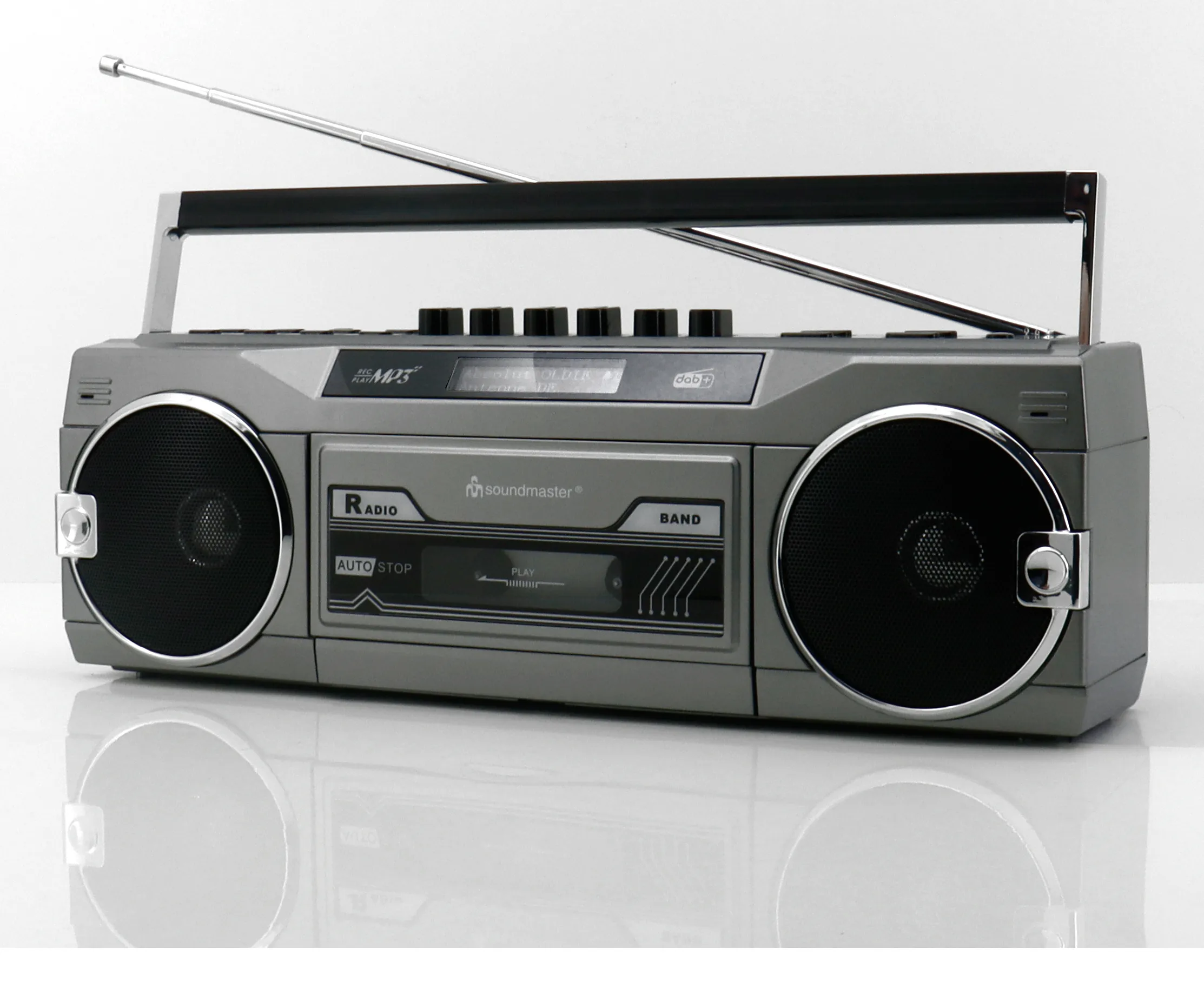 Soundmaster SRR80TI Retro Stereo Radio Cassette Recorder - DAB+, FM, Bluetooth, USB, SD, MP3 - Silver