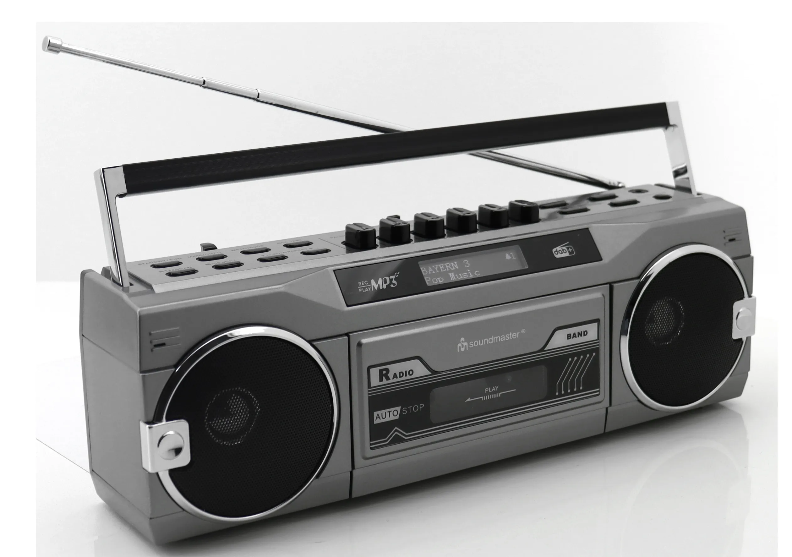 Soundmaster SRR80TI Retro Stereo Radio Cassette Recorder - DAB+, FM, Bluetooth, USB, SD, MP3 - Silver